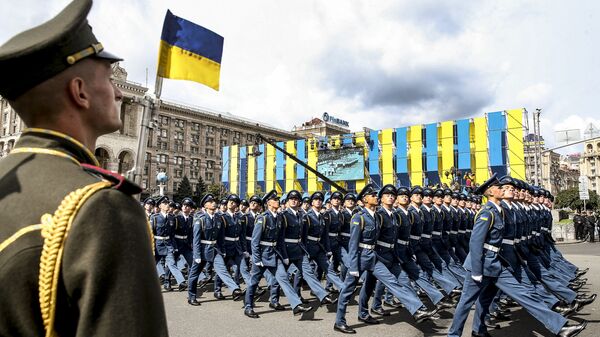 Украинские военнослужащие на параде в честь Дня независимости в Киеве. 24 августа 2017