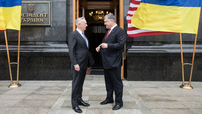 Президент Украины Петр Порошенко и министр обороны США Джеймс Мэттис. Архивное фото