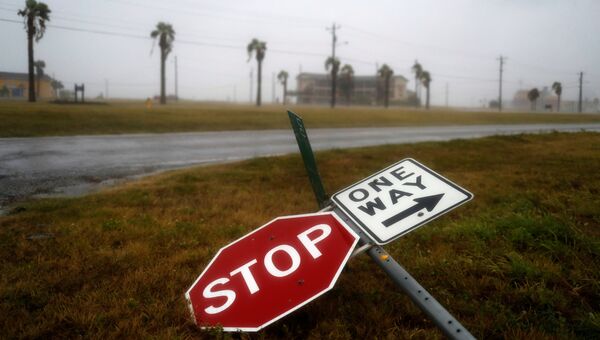 Ураган Харви в городе Корпус-Кристи , штат Техас, США. 25 августа 2017