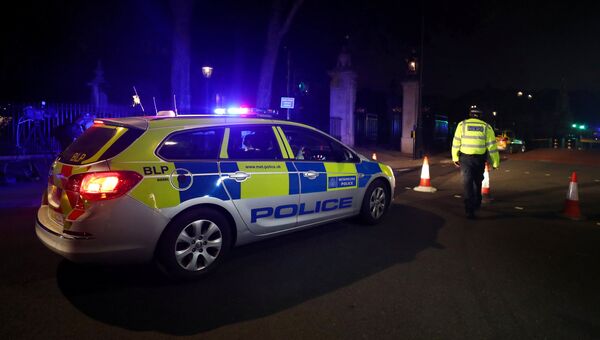 Место нападения неизвестного мужчины на двух полицейских у Букингемского дворца в Лондоне. 26 августа 2017