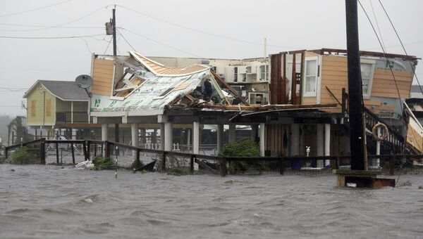 Последствия урагана Харви в Рокпорте, штат Техас, США. 26 августа 2017
