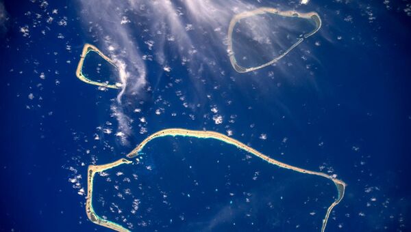 Каролинские острова, снятые с борта МКС космонавтом Роскосмоса Сергеем Рязанским