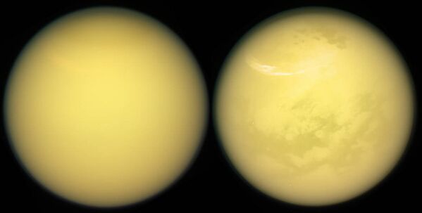 Изображение Титана спутника Сатурна сделанное космическим аппаратом НАСА Кассини
