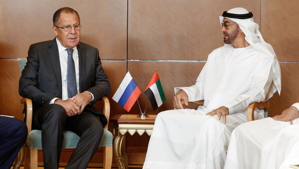 Сергей Лавров и министр иностранных дел ОАЭ Абдалла аль-Нахайян во время встречи. 29 августа 2017