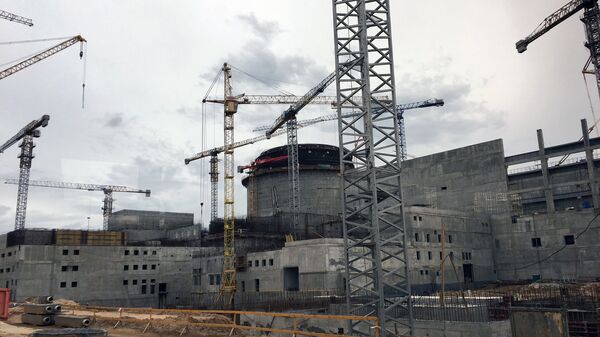 Строящаяся АЭС неподалеку от города Островец в Белоруссии