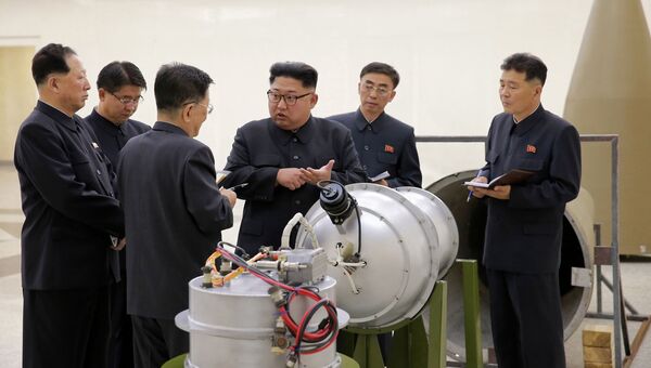 Лидер КНДР Ким Чен Ын лично осмотрел водородную бомбу. архивное фото