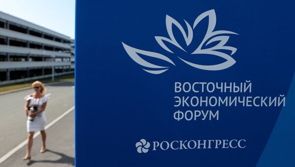 Баннер с информацией о проведении Восточного экономического форума во Владивостоке