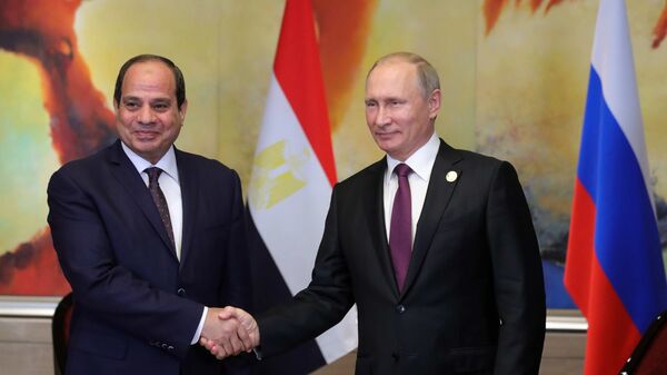 Президент РФ Владимир Путин и президент Арабской Республики Египет Абдул-Фаттах ас-Сиси во время встречи. Архивное фото