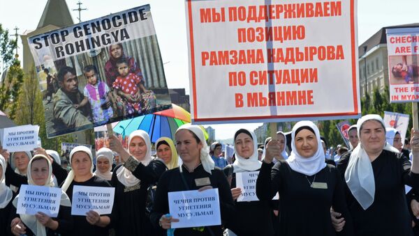 Митинг в Грозном в поддержку мусульман народа рохинджа. 4 сентября 2017