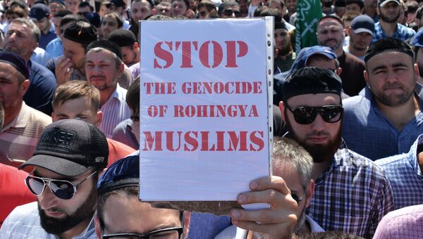 Митинг в Грозном в поддержку мусульман народа рохинджа. 4 сентября 2017