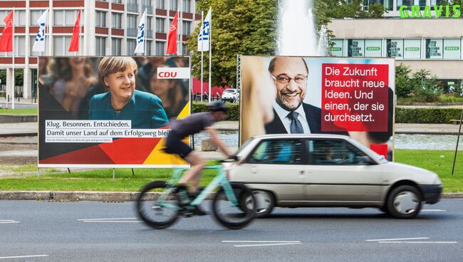 Предвыборная агитация на улицах Берлина. Архивное фото