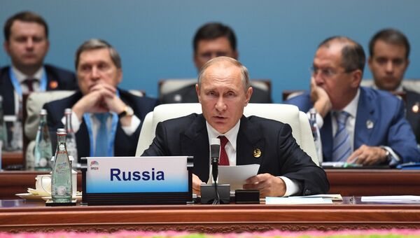 Президент РФ В. Путин на саммите лидеров БРИКС.