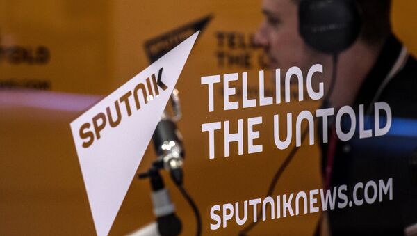 Стенд Информационного агентства и радио Sputnik на площадке Восточного экономического форума во Владивостоке