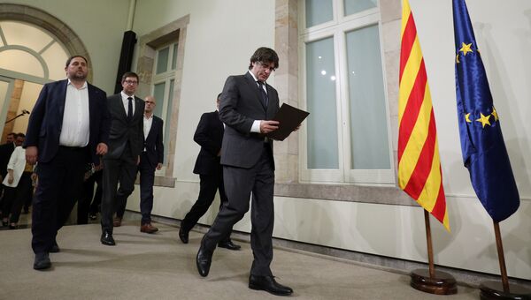 Председатель правительства Каталонии Карлес Пучдемон. 7 сентября 2017