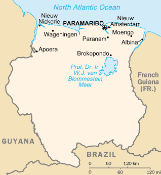 Карта Суринам