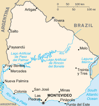 Карта Уругвай