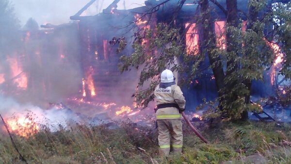 Пожар в поселке Зебляки Шарьинского района Костромской области. 7 сентября 2017