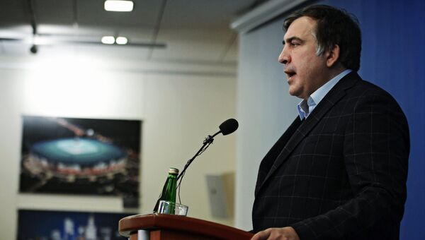 Лидер Движения новых сил, бывший глава Одесской области Михаил Саакашвили на пресс-конференции в Варшаве. 8 сентября 2017