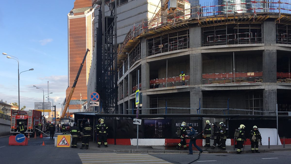 Пожар в районе возводящегося небоскреба Neva Towers международного делового центра Москва-Сити. 9 сентября 2017