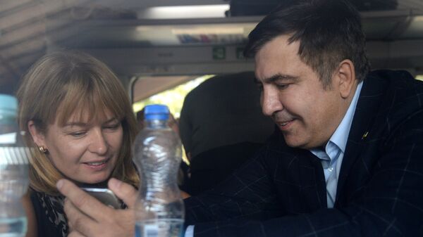 Михаил Саакашвили с женой Сандрой Рулофс. Архивное фото