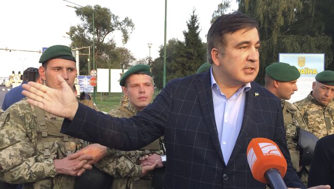Михаил Саакашвили на контрольно-пропускном пункте Шегини на украинско-польской границе. 10 сентября 2017