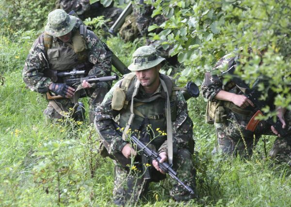 Российские военные в районе села Хурча в Обхазии