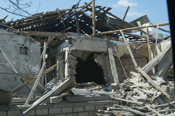 Разрушения в городе Цхинвали