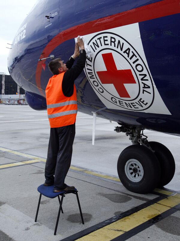 Самолет с гуманитарным грузом и представителями красного креста вылетел в Грузию