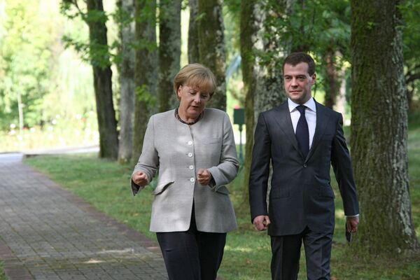 Канцлер Германии Ангела Меркель и президент России Дмитрий Медведев