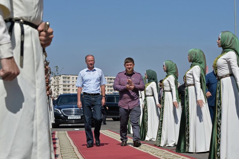 Секретарь Совета безопасности РФ Николай Патрушев и глава Чеченской Республики Рамзан Кадыров в Грозном. 12 сентября 2017