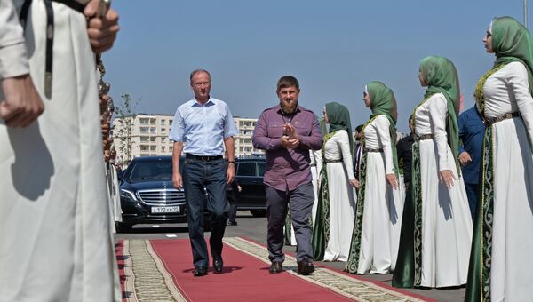 Секретарь Совета безопасности РФ Николай Патрушев и глава Чеченской Республики Рамзан Кадыров в Грозном. 12 сентября 2017