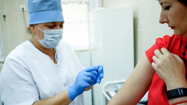 Во время процедуры вакцинации против гриппа