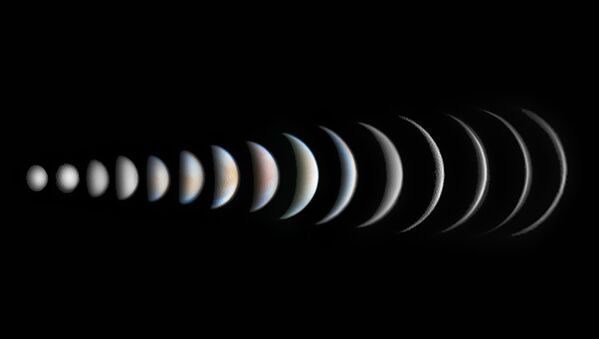 Снимок фотографа Роджера Хатчинсона из Великобритании Venus Phase Evolution, победивший в категории Планеты, кометы и астероиды в фотоконкурсе Insight Astronomy Photographer of the Year 2017