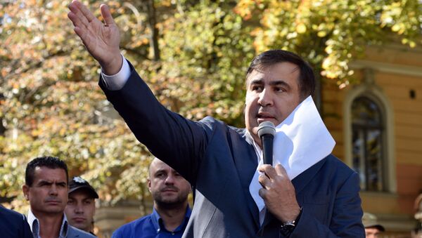Михаил Саакашвили во время выступления в Киеве. Архивное фото