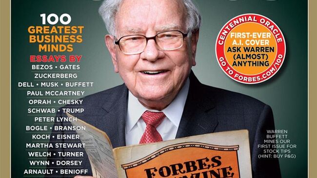 Обложка юбилейного выпуска журнала Forbes с портретом миллиардера Уоррена Баффета