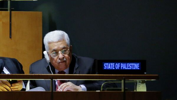 Президент Палестины Махмуд Аббас на заседании Генеральной Ассамблеи ООН в Нью-Йорке. 19 сентября 2017