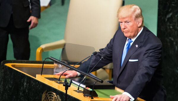 Президент США Дональд Трамп выступает на заседании Генеральной Ассамблеи ООН в Нью-Йорке