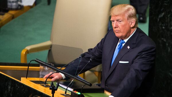 Президент США Дональд Трамп выступает на заседании Генеральной Ассамблеи ООН в Нью-Йорке. Архивное фото