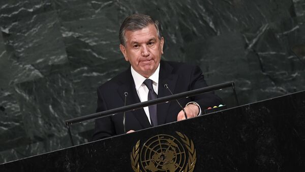 Президент Узбекистана Шавкат Мирзиеев во время выступления на заседании Генассамблеи ООН в Нью-Йорке, США. 19 сентября 2017