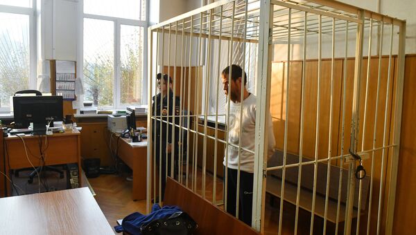 Задержанный активист Христианского государства Александр Баянов в Хамовническом суде. 21 сентября 2017