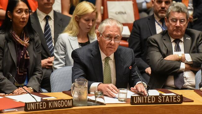 Госсекретарь США Рекс Тиллерсон на заседании СБ ООН, посвященном нераспространению оружия массового уничтожения. 21 сентября 2017