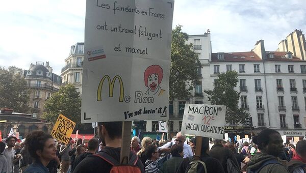Демонстрация против реформы Трудового кодекса в Париже, Франция. 23 сентября 2017