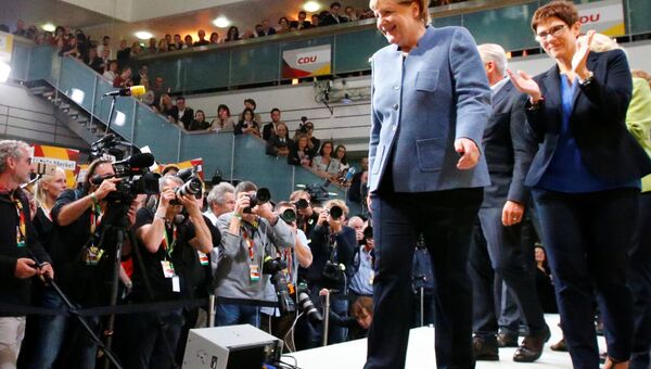Ангела Меркель после объявления результатов парламентских выборов в Германии