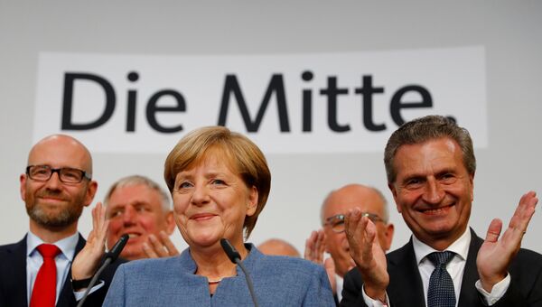 Ангела Меркель после объявления результатов парламентских выборов в Германии