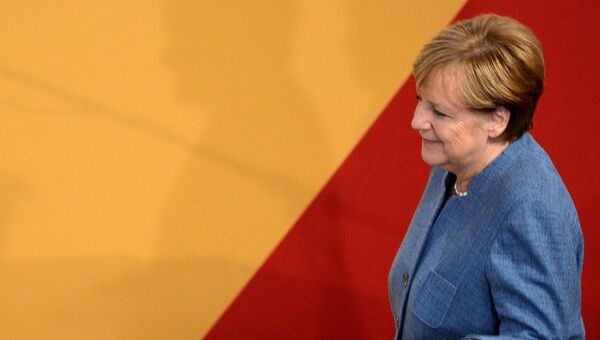Канцлер Германии, лидер Христианско-демократического союза Ангела Меркель во время парламентских выборов в Берлине. 24 сентября 2017
