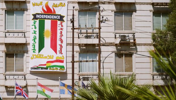 Агитация за референдум о независимости Иракского Курдистана в Эрбиле. Архивное фото