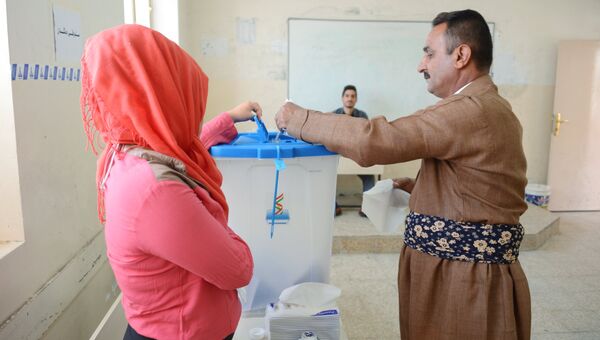Голосование на избирательном участке в городе Эрбиль во время референдума о независимости Иракского Курдистана. 25 сентября 2017
