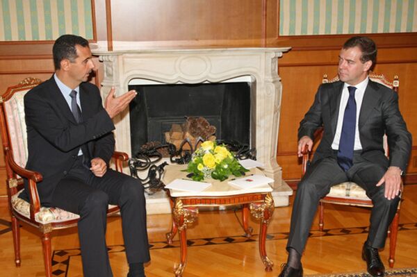 Президенты Сирии и РФ Башар Асад и Дмитрий Медведев