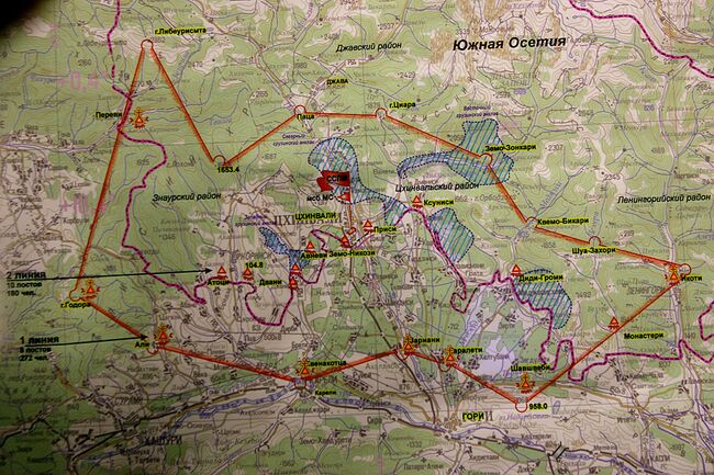 Карта обстановки в зоне грузино-осетинского конфликта