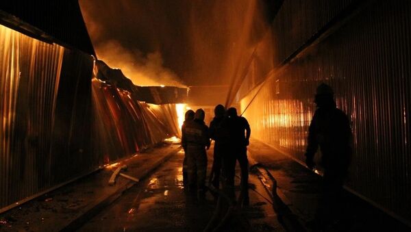 Пожар на рынке в Грозном. 28 сентября 2017